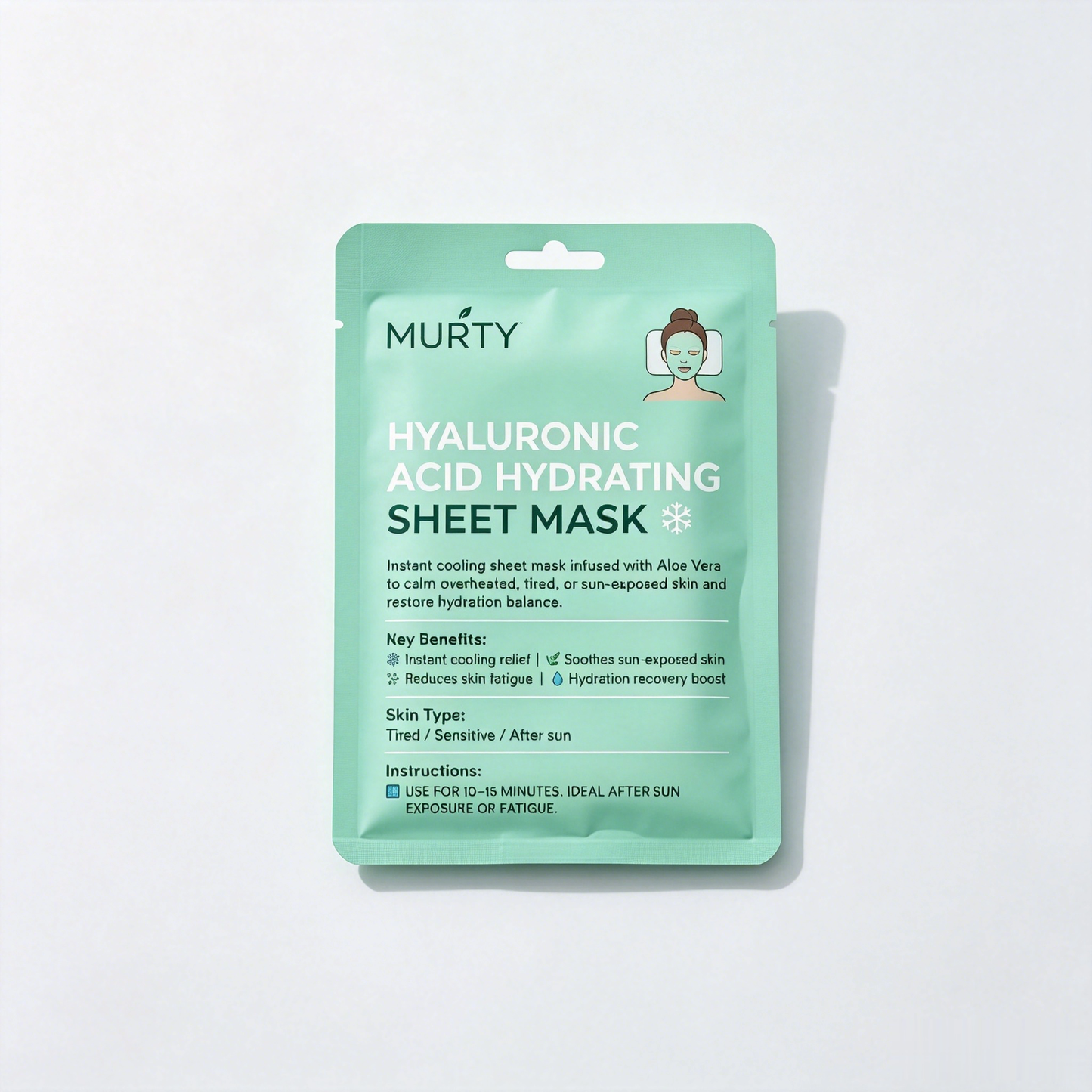 MURTY Masque Visage en Tissu Aloe Vera & Acide Hyaluronique – Soin Hydratant Intense pour une Peau Fraîche et Confortable