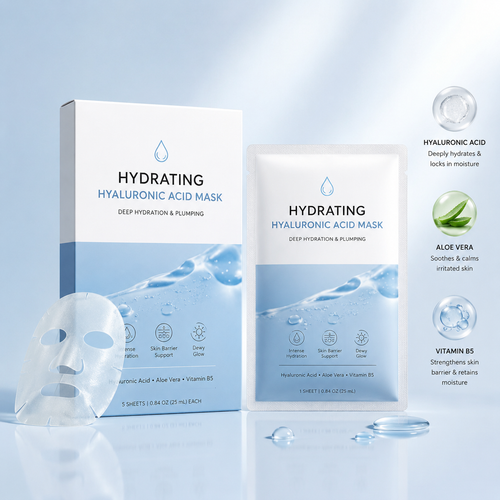 Masque Visage Hydratant à l’Acide Hyaluronique – Soin Hydratant pour une Peau Douce et un Éclat Frais et Naturel