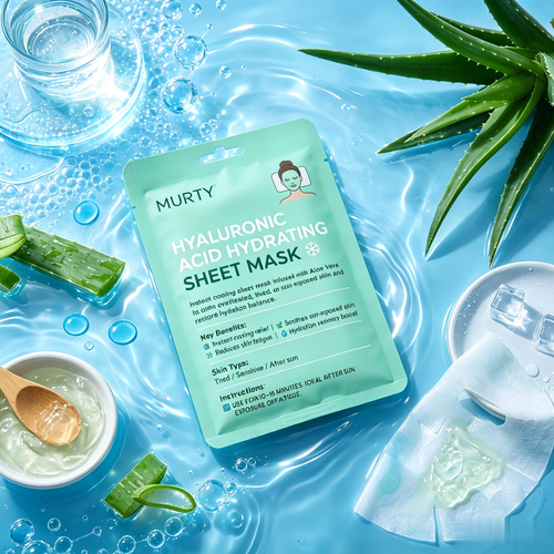 MURTY Masque Visage en Tissu Aloe Vera & Acide Hyaluronique – Soin Hydratant Intense pour une Peau Fraîche et Confortable