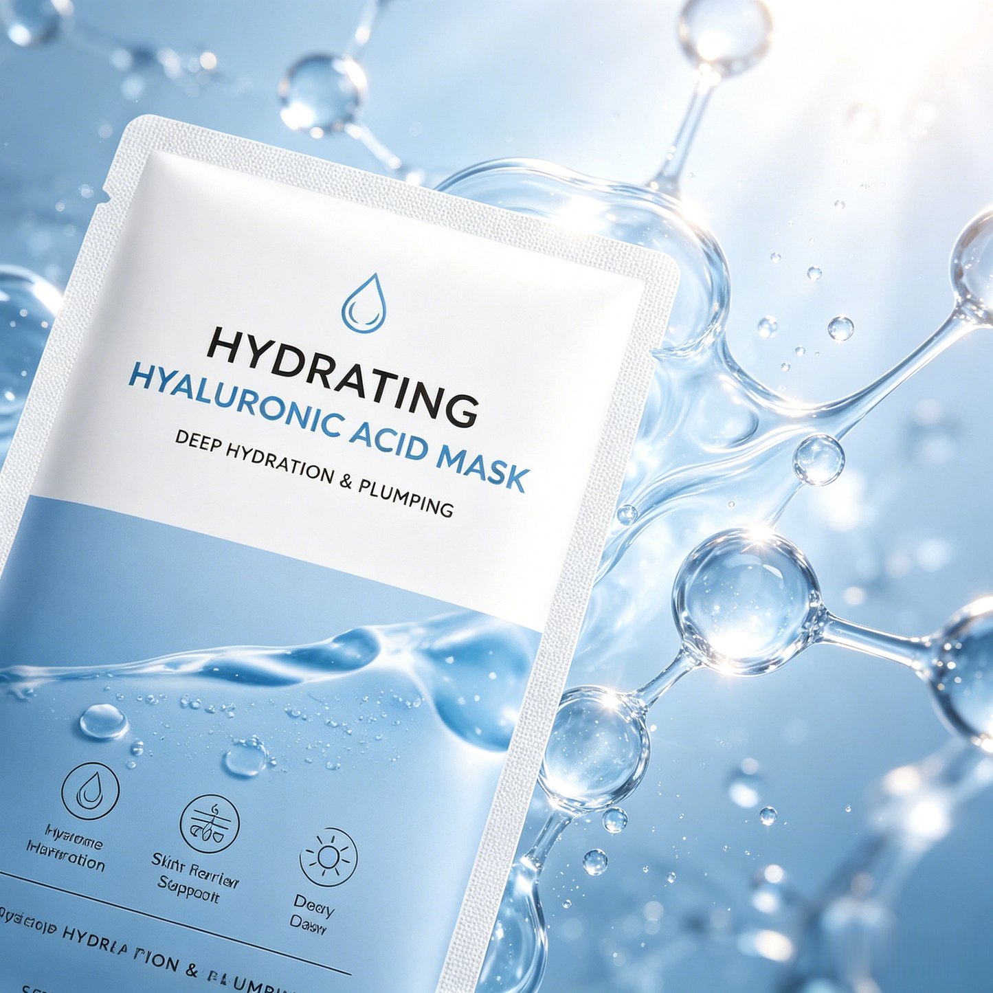 Masque Visage Hydratant à l’Acide Hyaluronique – Soin Hydratant pour une Peau Douce et un Éclat Frais et Naturel