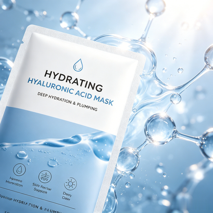 Masque Visage Hydratant à l’Acide Hyaluronique – Soin Hydratant pour une Peau Douce et un Éclat Frais et Naturel