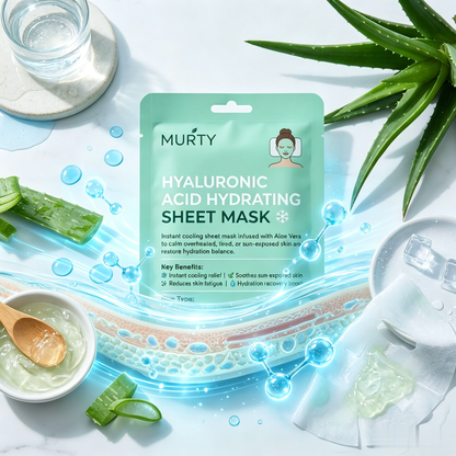 MURTY Masque Visage en Tissu Aloe Vera & Acide Hyaluronique – Soin Hydratant Intense pour une Peau Fraîche et Confortable